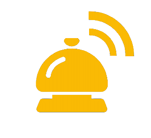 Pictogram of a hotel bell sybolizing hotels and accommodation in Latvia.
