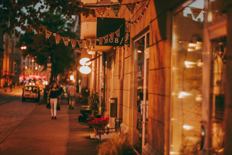 Miera street in Riga at night